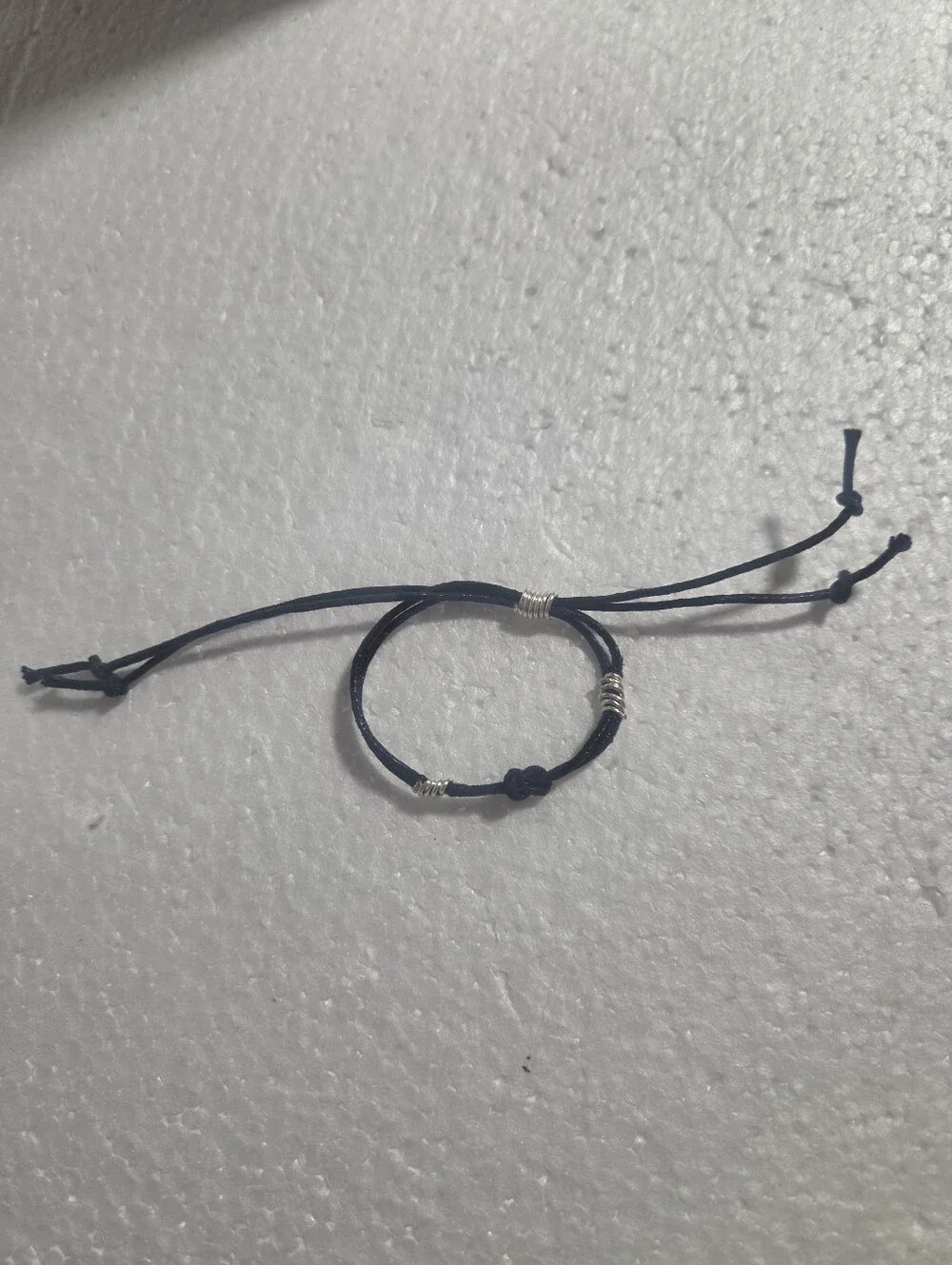 Handcrafted Black Adjustable Cord Bracelet with Silver Accents - Men Accessories